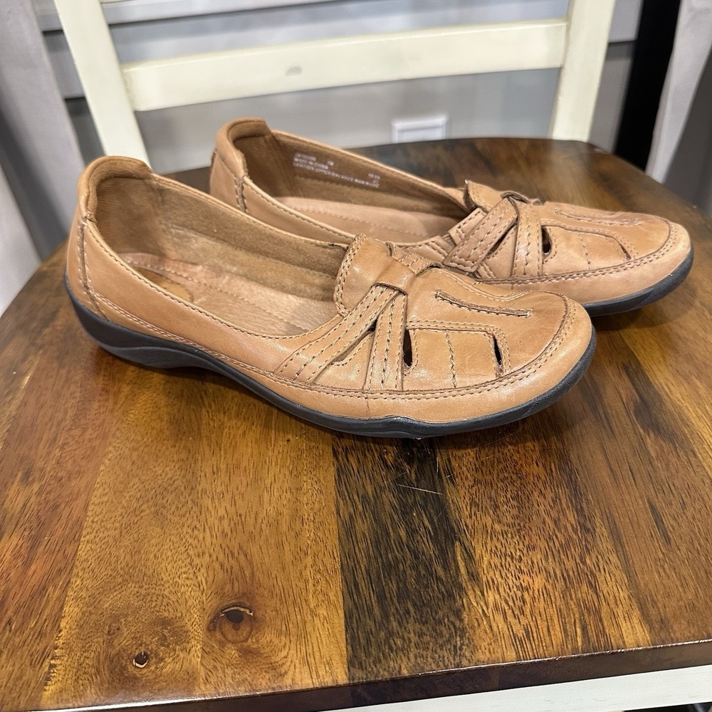 Clarks Women's Shoes 7M Ordell‎ Ava Slip On Loafer Flats Caramel Brown
